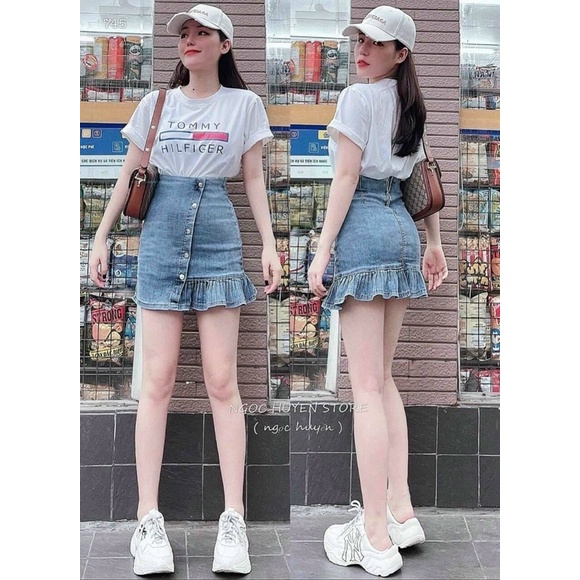 CHÂN VÁY JEANS ĐUÔI CÁ (KÈM VIDEO HÌNH THẬT)