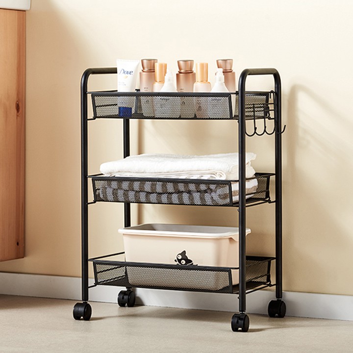 Kệ đa năng khung thép 3 tầng có bánh xe 360 độ_RE0282