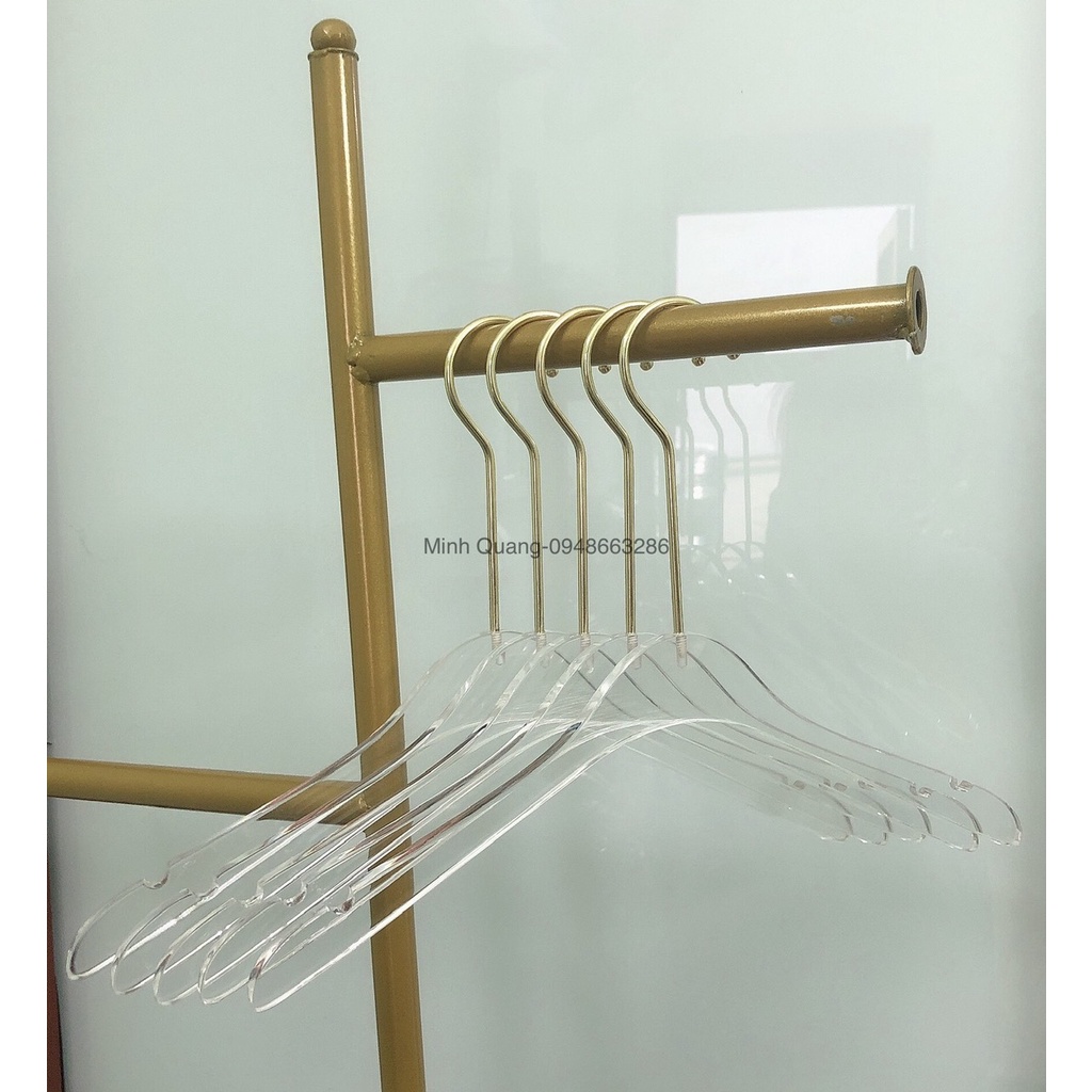 móc treo quần áo- mắc meka trong suốt đầu móc mạ vàng, chuyên dùng cho shop thời trang chụp ảnh, livestream