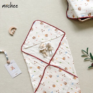 Ủ choàng xô trần bông Mochee cho bé 90x90cm, chăn quấn ủ trẻ em muslin mềm mại - Monnie Kids