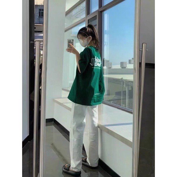 Áo thun UNDER BROKEN xanh lá tay lỡ phom rộng vải mềm mịn thoáng mát