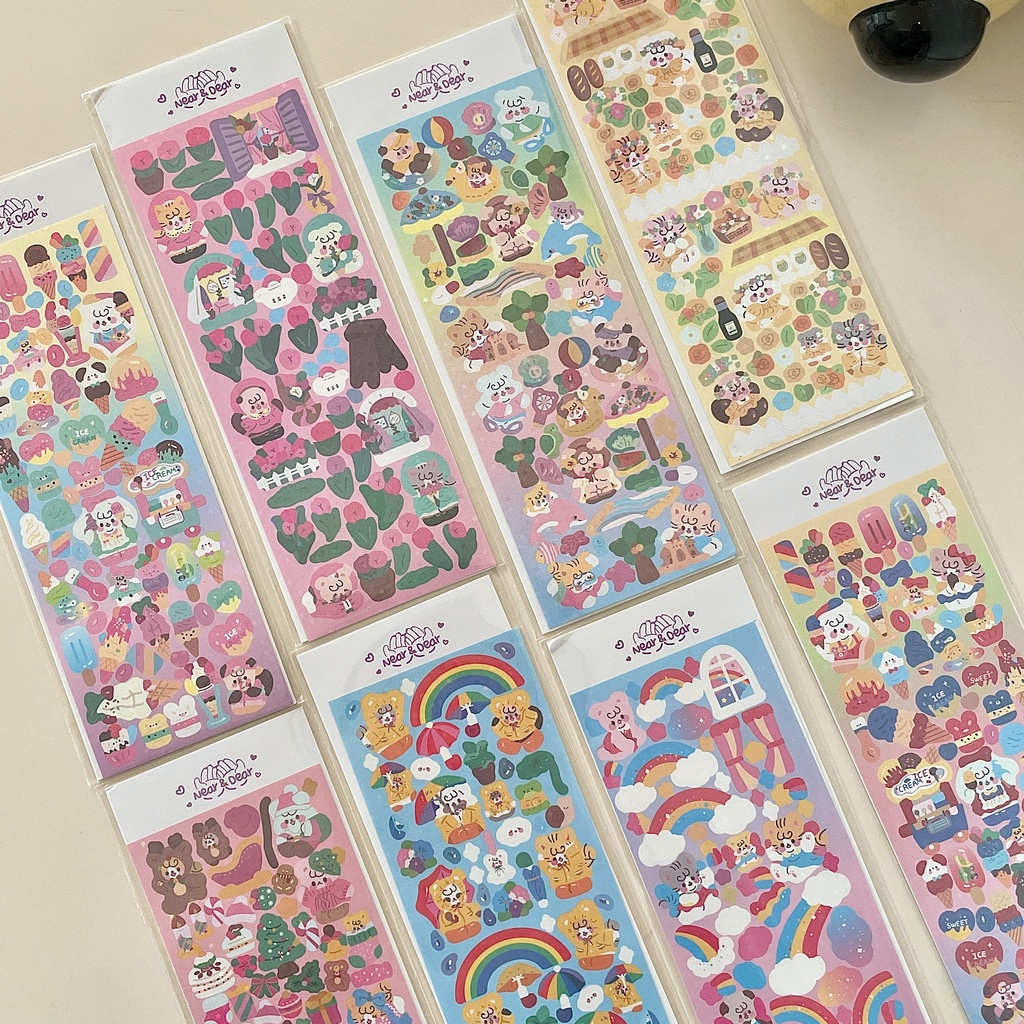 Zanmo tấm hình dán sticker gấu ulzzang kim tuyến dễ thương decor toploader