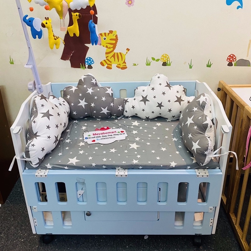 Quây cũi gối mây 100% cotton hàn quốc kt 55x35cm