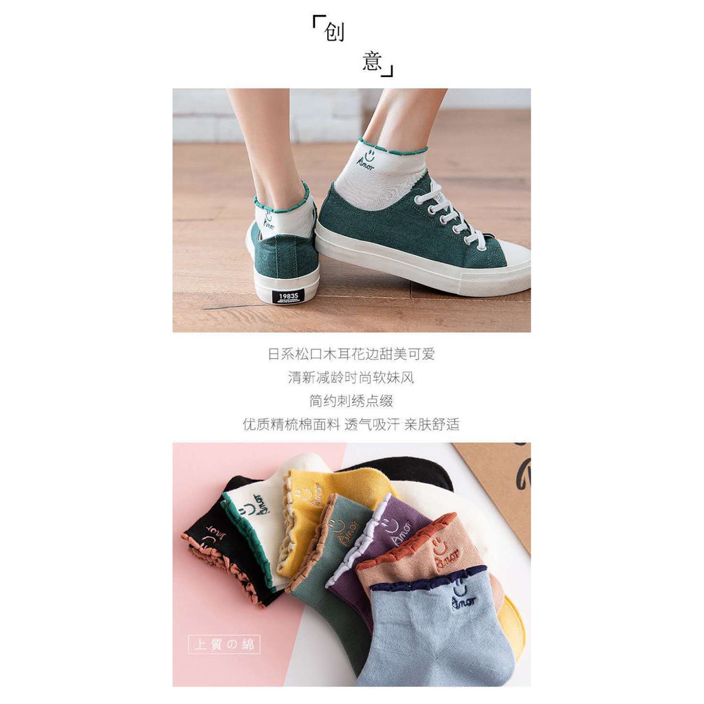 ❤️FREESHIP❤️ Tất - Vớ Nam Nữ Cotton Trơn Ulzzang Cổ Ngắn gân tăm Phong Cách Vintage Hàn Quốc