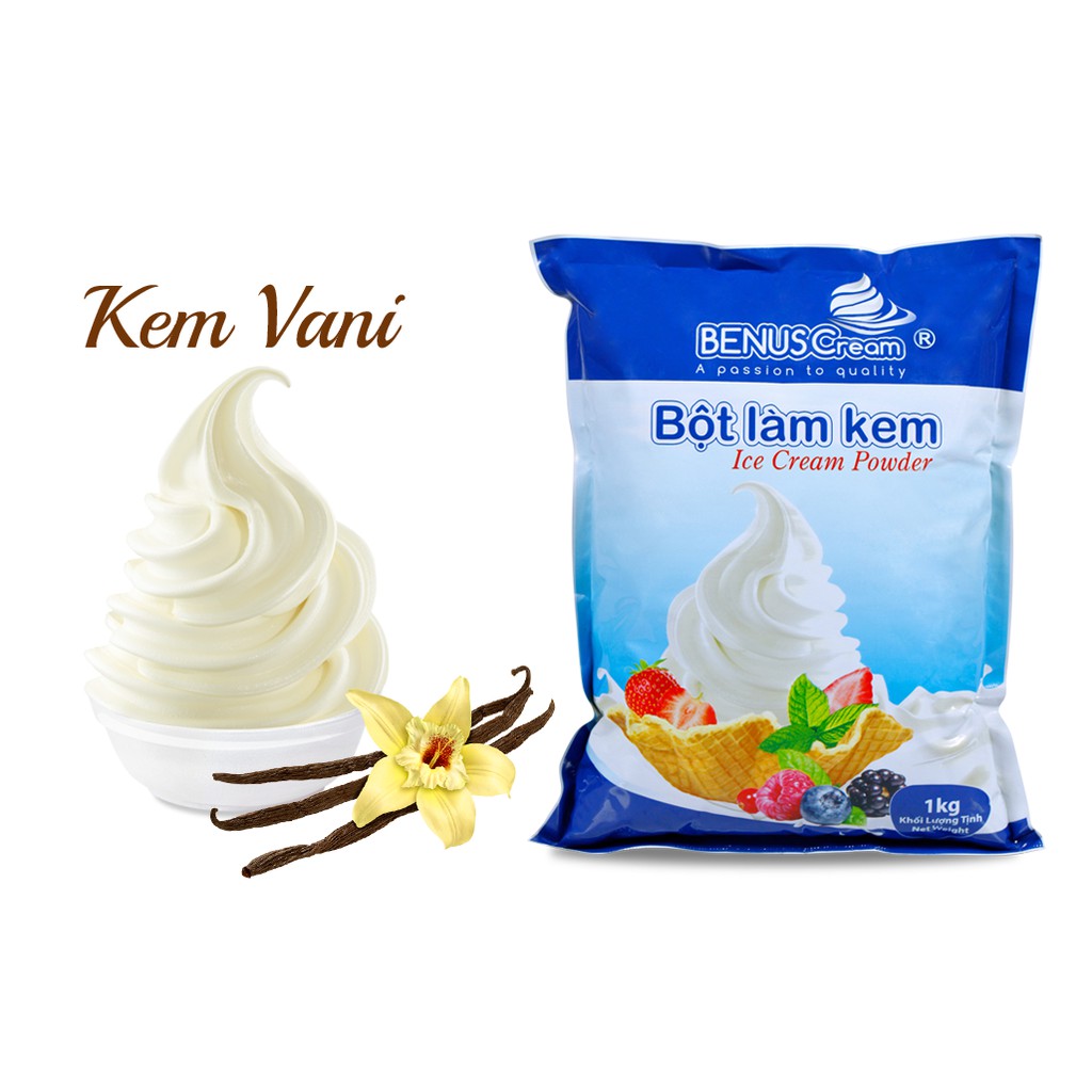 Combo 2kg Bột làm kem tươi BENUSCream (1kg vani + 1kgsocola)