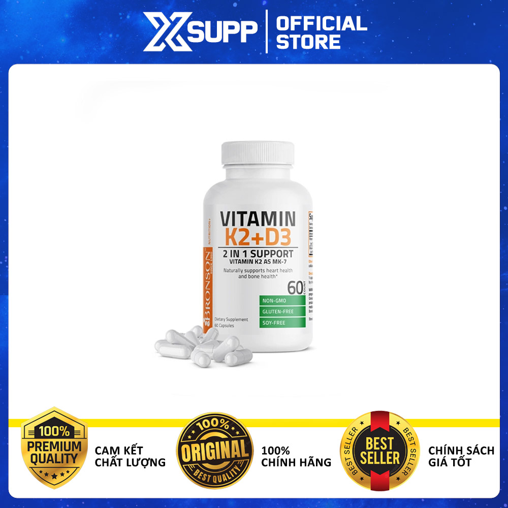 Bronson Vitamin D3 K2 MK7- Viên Uống Bổ Sung Vitamin Chắc Khỏe Xương Khớp