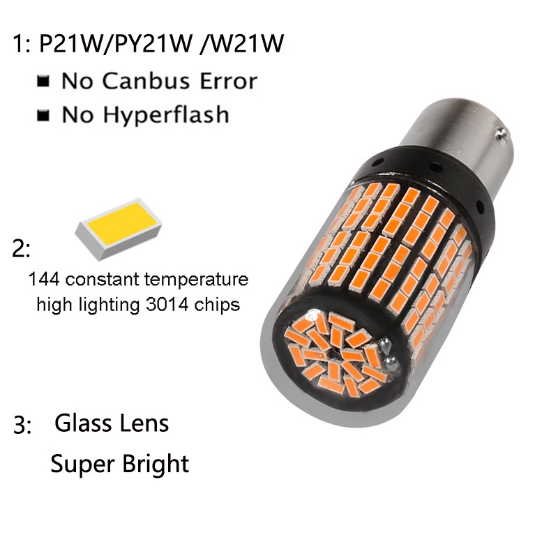 Set 2 Đèn led Phanh Xe 1156 BA15S P21W BAU15S PY21W T20 7440 W21W 1157 144 smd 12V
