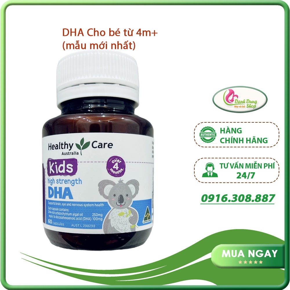Viên uống DHA Healthy Care 60 viên (khử mùi tanh) mẫu mới