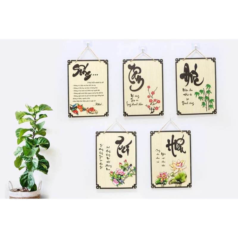 Bảng gỗ decor Thư Pháp trang trí gia đình nhà cửa và làm quà tặng