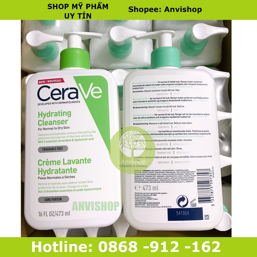 Sữa rửa mặt Cerave Foaming Facial Cleanser bản Mỹ (Pháp) ANVISHOP Cerave da dầu & Da Khô các size 236ml - 355ml - 473ml | BigBuy360 - bigbuy360.vn