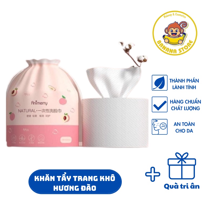 Bông rửa mặt tẩy trang khô làm sạch dành cho mọi loại da hương đào BANANA