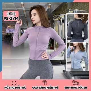 Áo khoác tập gym yoga nữ AK03 dáng croptop chất vải dệt mềm mịn thoáng mát co giãn tốt