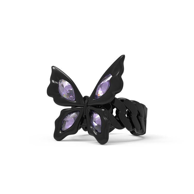 Butterfly Cuban chain ring personality fashion all-match index finger ring