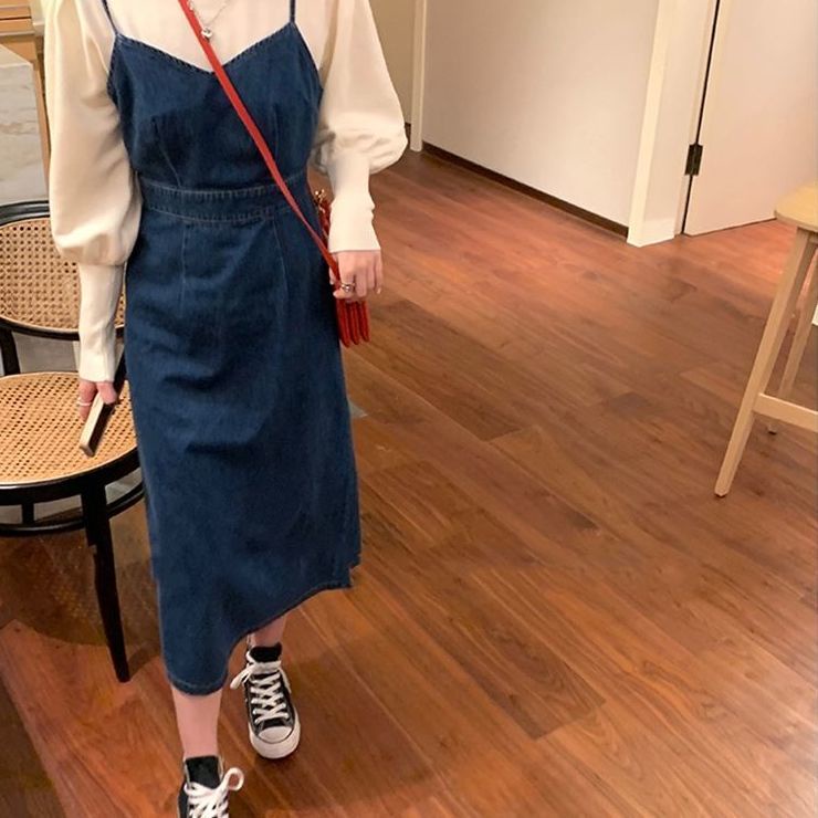 Đầm yếm denim phong cách Hàn Quốc mới năm 2021
