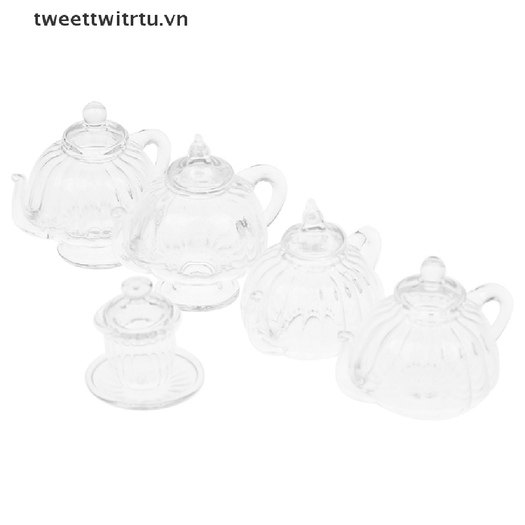 Bình Trà Thủy Tinh Đế Phẳng Mini Tỉ Lệ 1: 12 Trang Trí Nhà Búp Bê