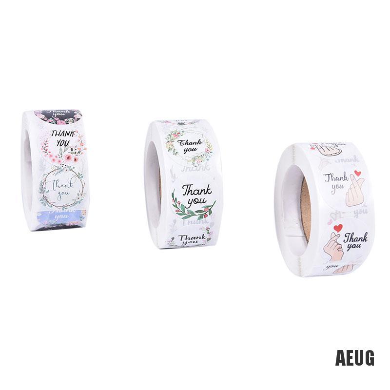 Cuộn 500 miếng dán nhãn niêm phong họa tiết chữ Thank You và hoa dành cho trang trí