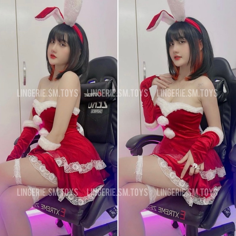 QR1953 Trang Phục Noel Đỏ Cho Giáng Sinh Vui Vẻ - Váy Hoá Trang Chụp Hình Mùa Lễ Hội Tết