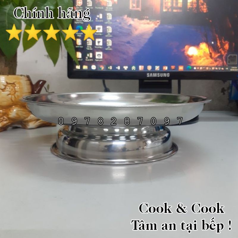 [CHÍNH HÃNG] Vỉ hấp inox cách thủy size 20, 22, 24 cm có chân đế, xửng hấp chính hãng Vietcook