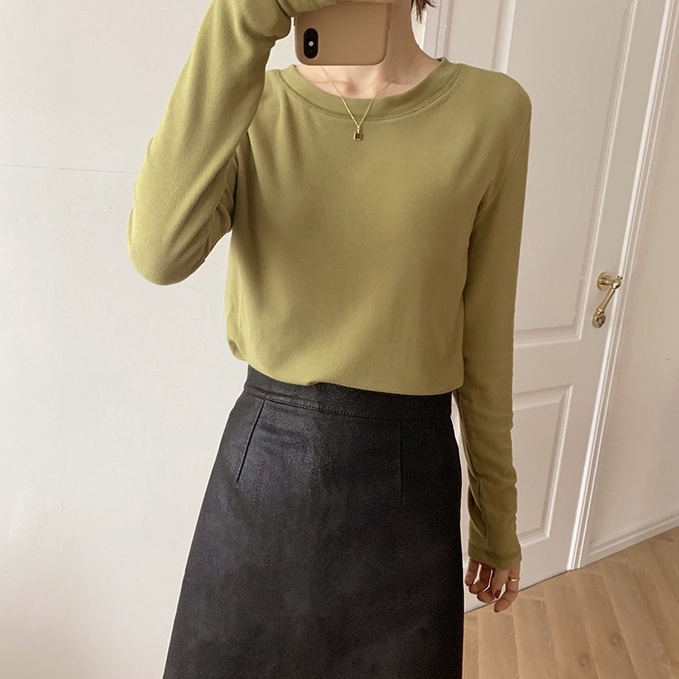 Áo thun cổ tròn dài tay phong cách mới 45173 thời trang cho nữ