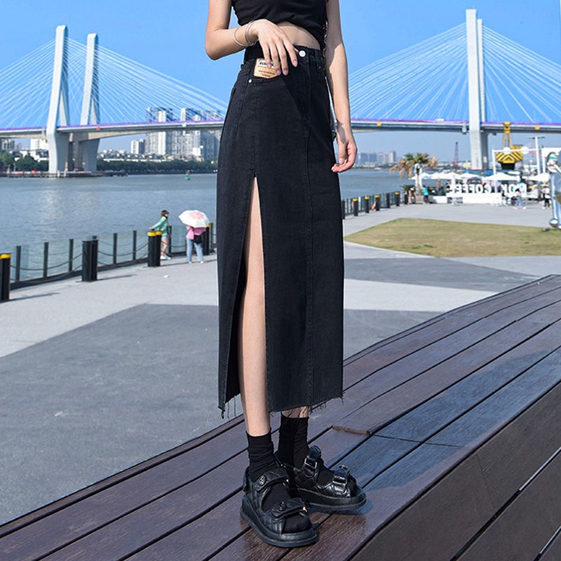 Chân váy jean Dài Dáng Chữ A Lưng Cao Phong Cách Retro Thời Trang Mùa Hè Hàng Mới 2022 Dành Cho Bạn Nữ