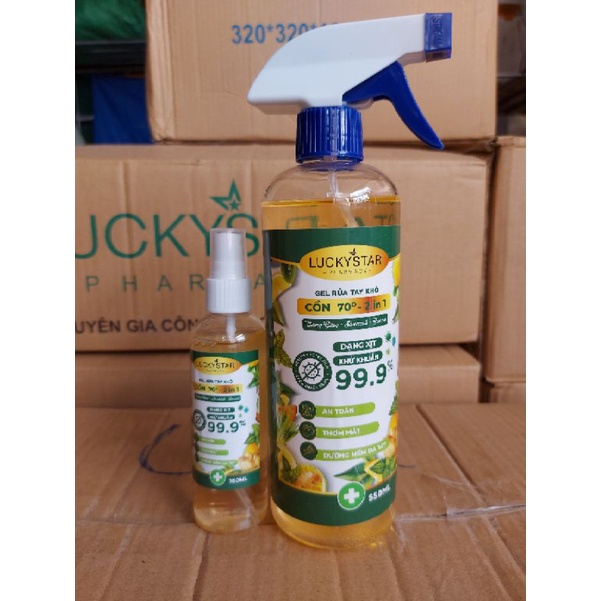 COMBO 10 CHAI CỒN SÁT KHUẨN LUCKY STAR HƯƠNG GỪNG - SẢ CHANH & BẠC HÀ 3IN1 550ml