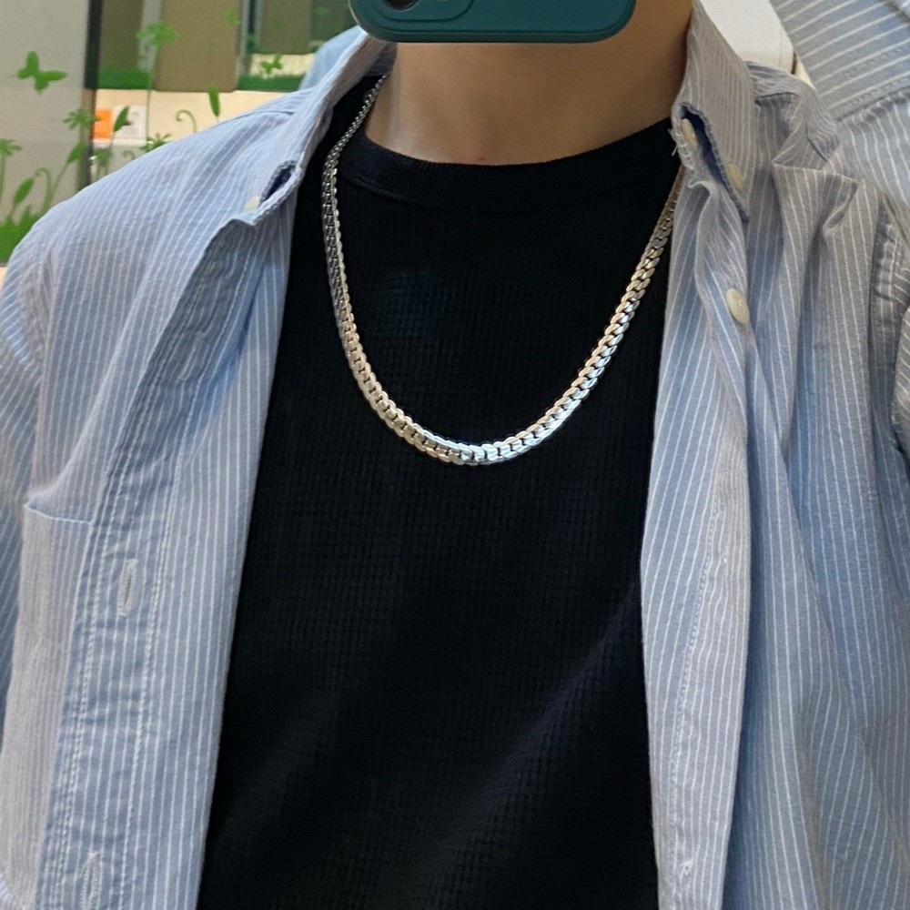 Vòng cổ Thép Titan Dập Nổi Thiết Kế Đơn Giản Phong Cách Hip hop Cho Nam