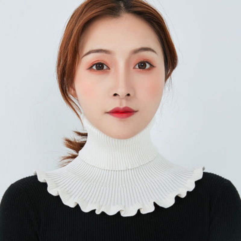Cổ Áo Giả Khăn Choàng Dệt Kim Co Giãn Chống Gió Có Thể Tháo Rời Thời Trang Mùa Đông Ấm Áp Cho Nữ
