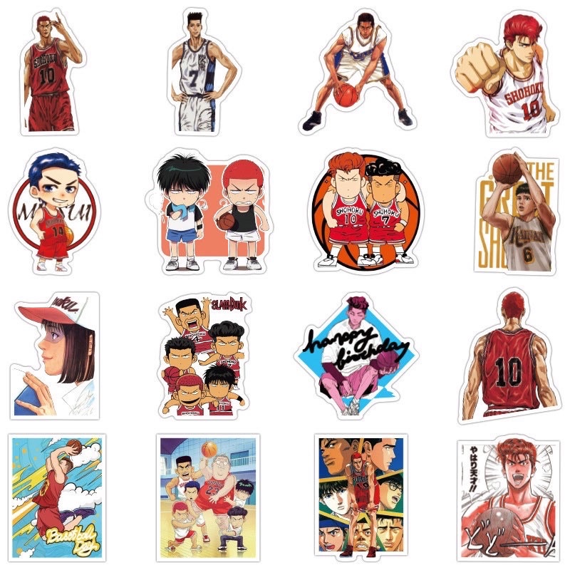 Sticker anime slam dunk 30-60 cái ép lụa /hình dán slam dunk