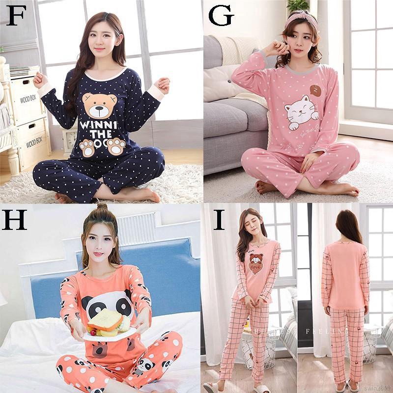 Bộ Đồ Ngủ Tay Dài In Hình Hoạt Hình Xinh Xắn