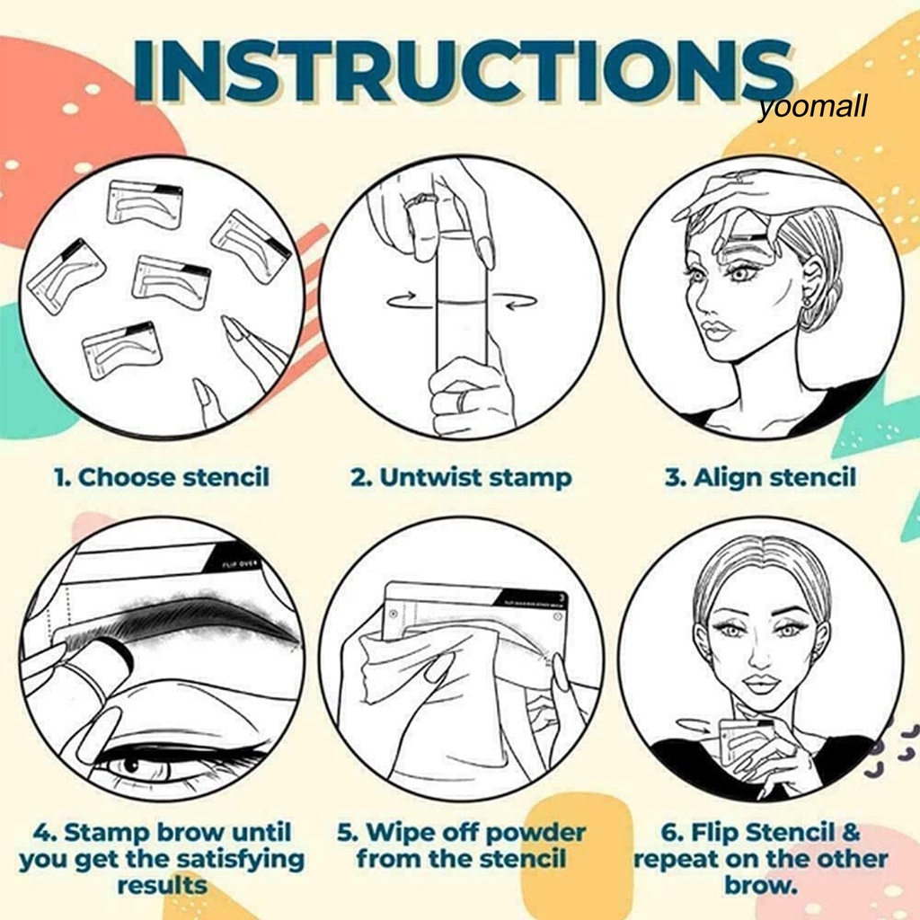 [Hàng mới về] Bộ khuôn kẻ bằng PVC và bột dặm lông mày một bước tối giản dễ sử dụng tiện lợi