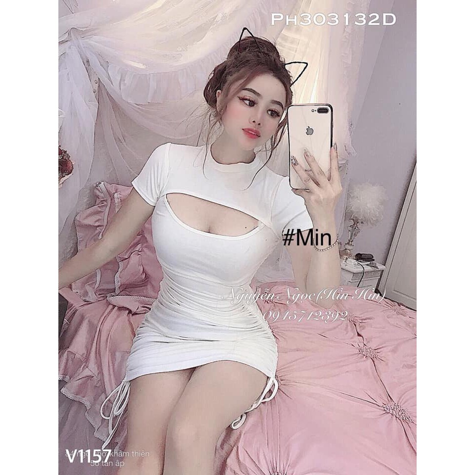 Đầm cut out ngực rút dây 2 bên sexy tôn dáng cực hot