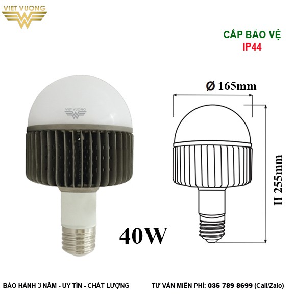 ĐÈN LED BULD CÔNG NGHIỆP 40W. ĐÈN LED ĐUI XOÁY CÔNG NGHIỆP 40W
