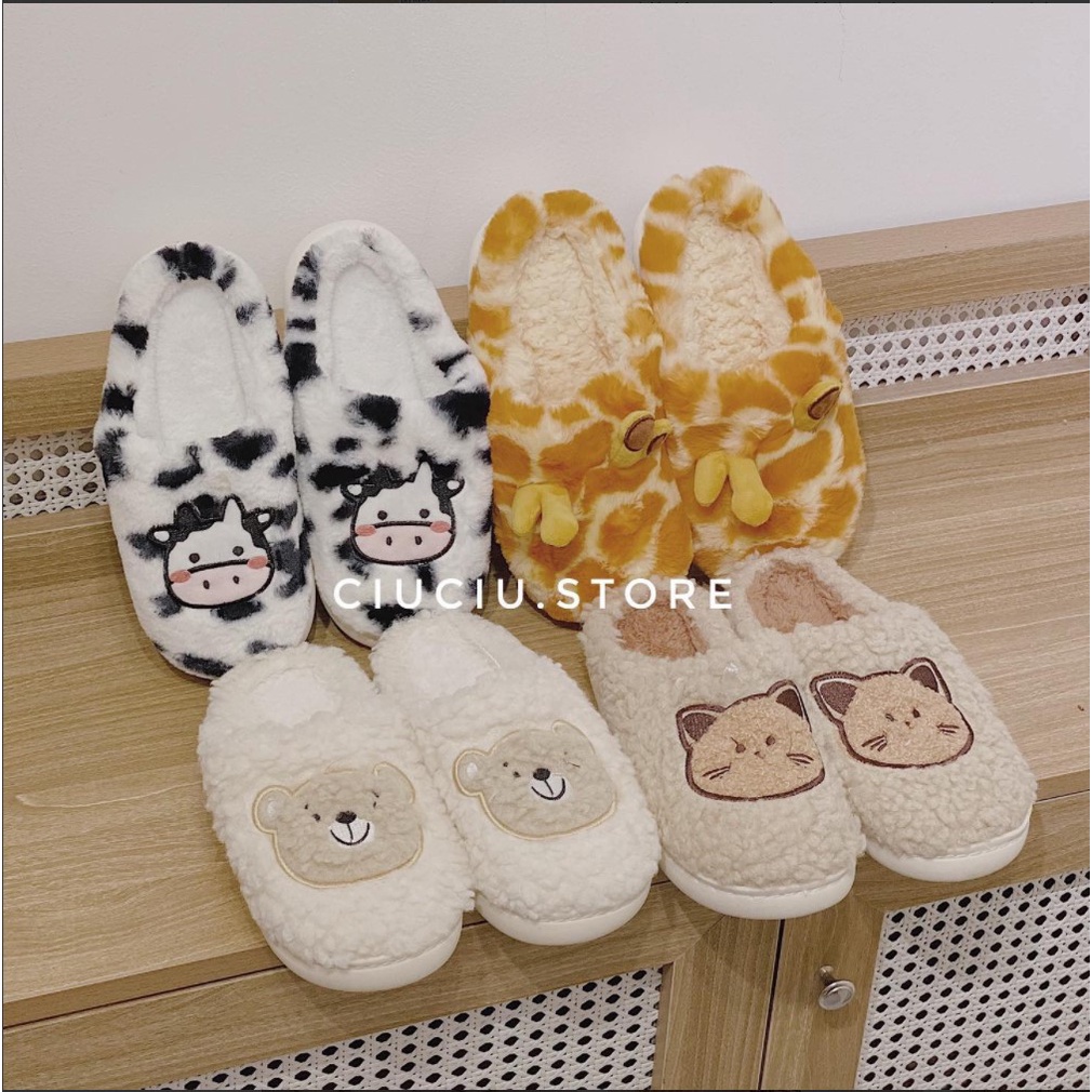 ( Có Sẵn )  Dép sục bông hình thú cute Ảnh shop tự chụp ciuciu.store