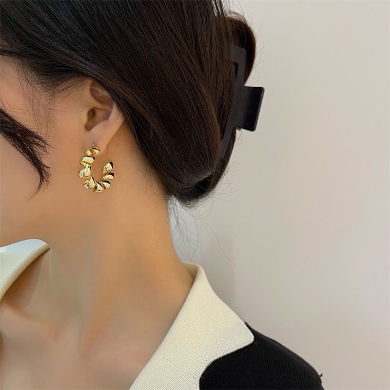 Bông tai mạ bạc 925 hình chữ C sang trọng F829