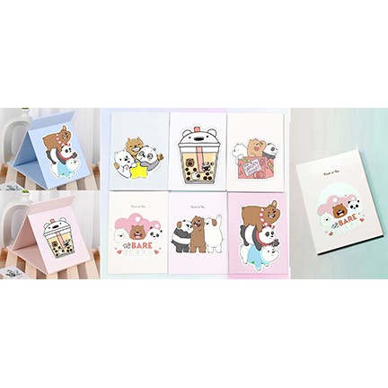 Gương gập ba anh em gấu GGI5 gương 13*17cm Hoạt hình cute molang pusheen gấu brown tonton kakao khủng long ngựa thần