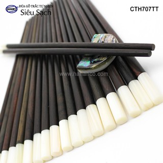 Đũa gỗ Trắc đầu xà cừ - CTH707TT - (Hộp 10 đôi tròn đẹp) gỗ Trắc tự nhiên - Chopstick of HAHANCO