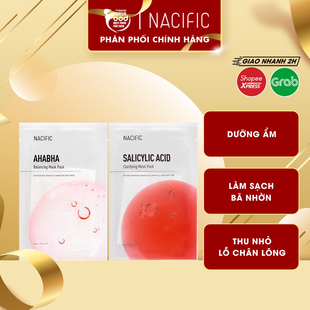 Mặt Nạ Miếng Dưỡng Ẩm Giảm bã Nhờn, Thu Nhỏ Lỗ Chân Lông NACIFIC AHABHA Balancing Mask Pack 30g
