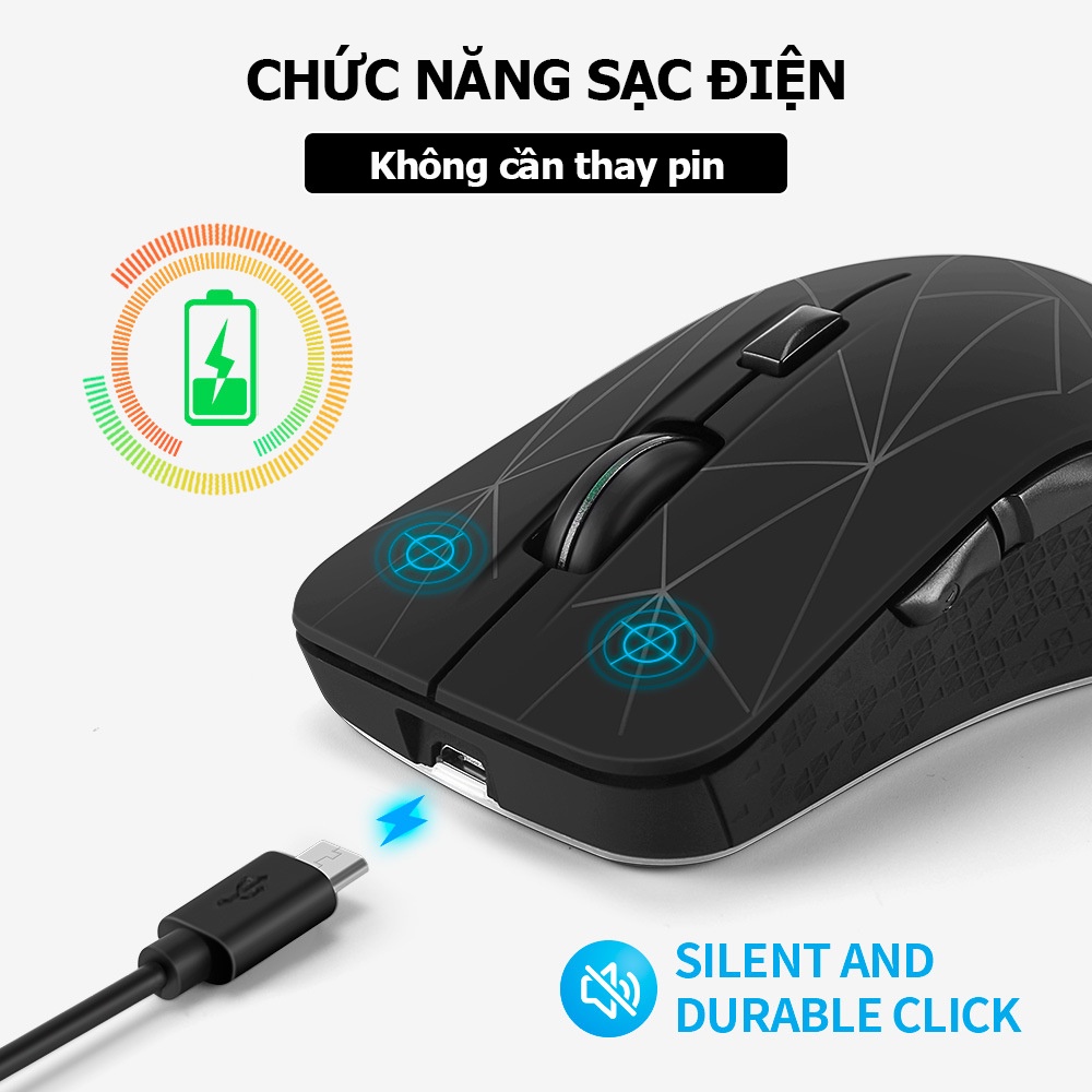 Chuột máy tính không dây bluetooh sử dụng pin sạc E51 có đầu thu và bluetooth dùng được cho mọi thiết bị