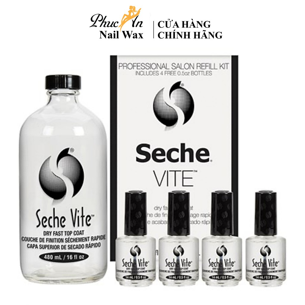 Kit Đại Seche Vite Siêu Bóng 69939 480mL+4chai14mL #16oz+4chai0.5oz Top Coat SIÊU Nhanh Khô