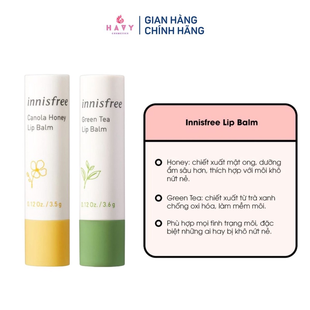 Son dưỡng môi innisfree Canola Honey / Green Tea Lip Balm