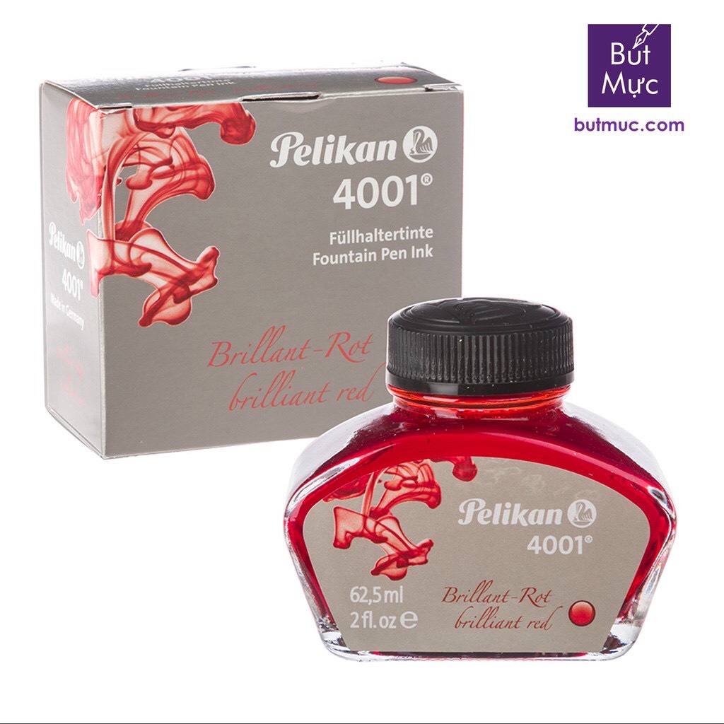 Mực Pelikan 4001 chính hãng Đức, mực không lắng cặn, mực vết nét thanh đậm, bút nét thanh đậm (lọ 62,5ml)