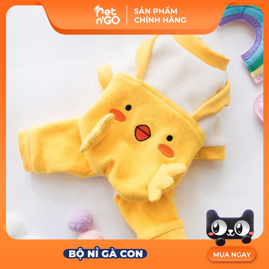 Bộ Nỉ Gà Con Cho Chó Mèo Size S (3-5kg)