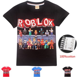 Áo Thun Tay Ngắn Cổ Tròn 100% Cotton In Hình Roblox Cho Bé Trai