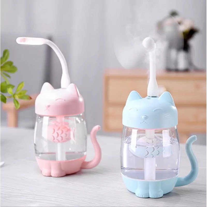 [XÃ KHO] MÁY PHUN SƯƠNG, TẠO ĐỘ ẨM HÌNH MÈO KÈM QUẠT, ĐÈN USB - HUMIDIFIER [HCM]