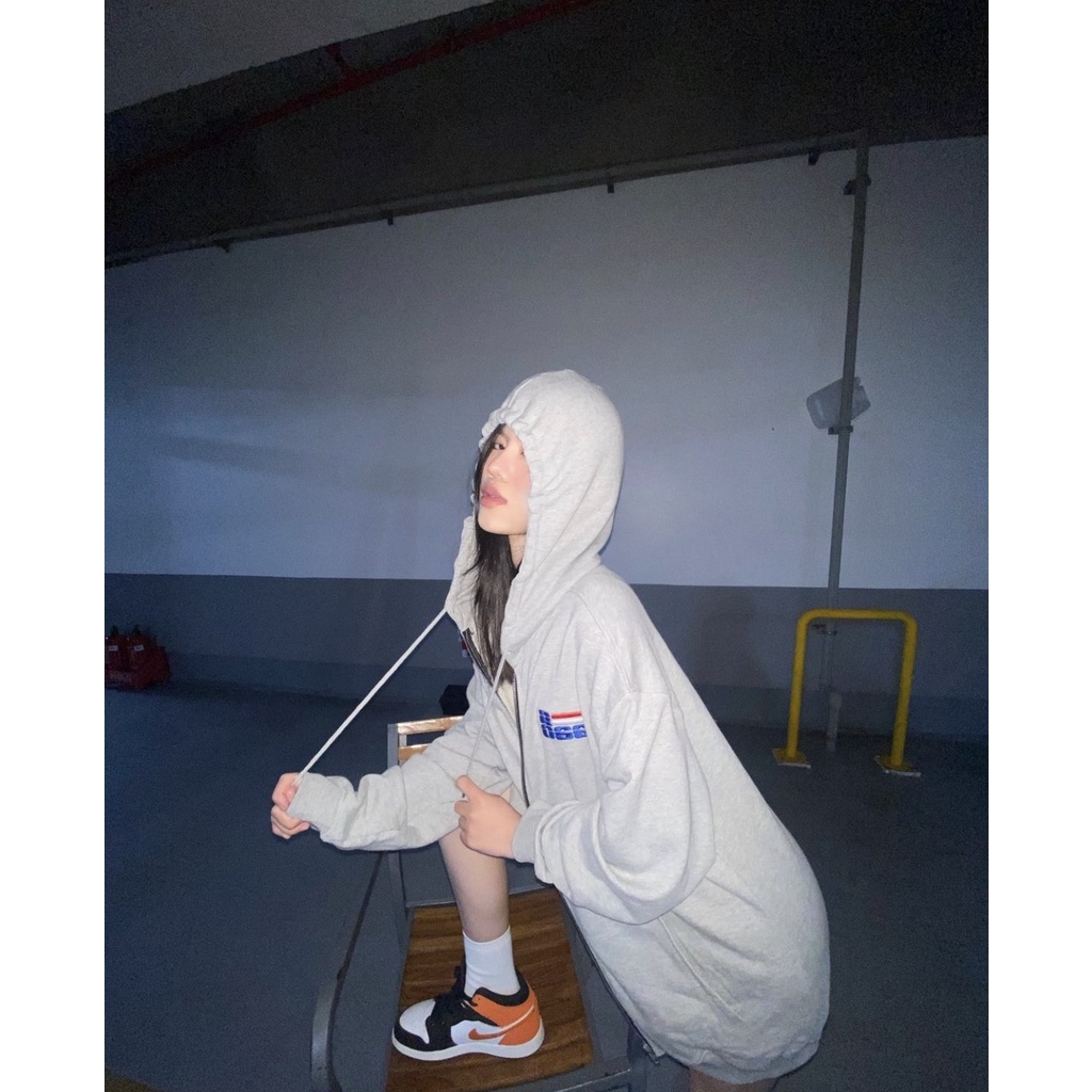 Áo khoác hoodie zip xám Ross Studio chất liệu nỉ có mũ dài tay khoá kéo - Full Zip Hoodie - ROSS STUDIO | BigBuy360 - bigbuy360.vn