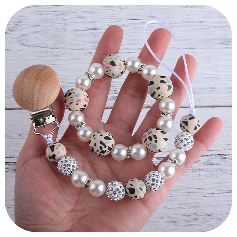 Vòng Tay Chuỗi Hạt Silicone Đính Núm Vú Giả Cho Bé Mọc Răng