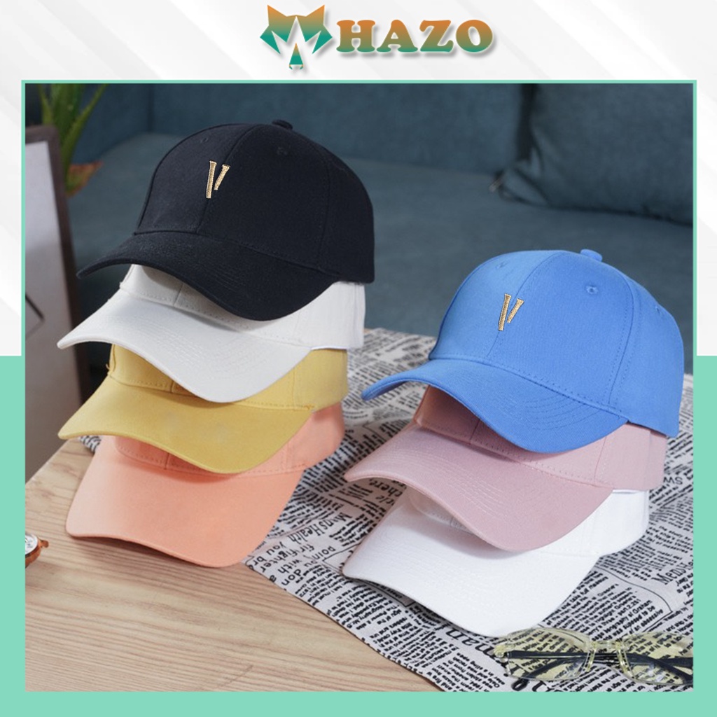 Mũ Lưỡi Trai Nón Kết Nhung Kaki Cao Cấp Thêu Chữ V 413 Phong Cách Ulzzang Form Unisex Nam Nữ - Hazo