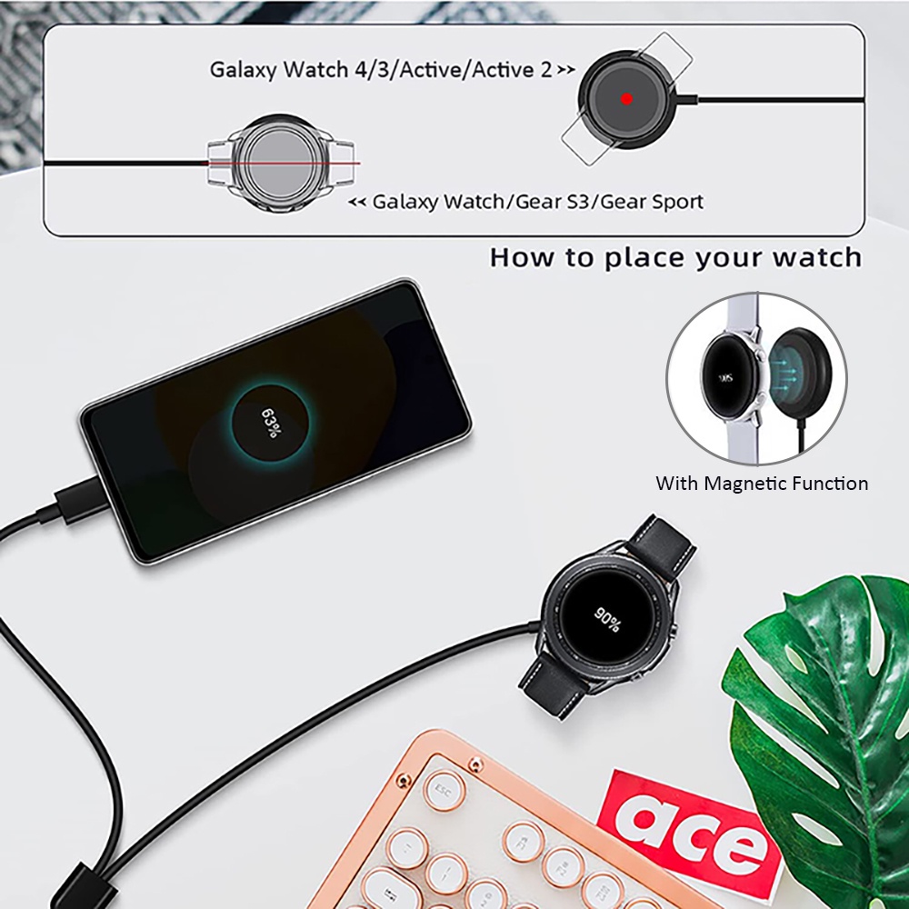 Đế Sạc Không Dây 2 Trong 1 Có Nam Châm Cho Samsung Galaxy Watch 4 Classic/3/Active 2/Samsung S21/S20