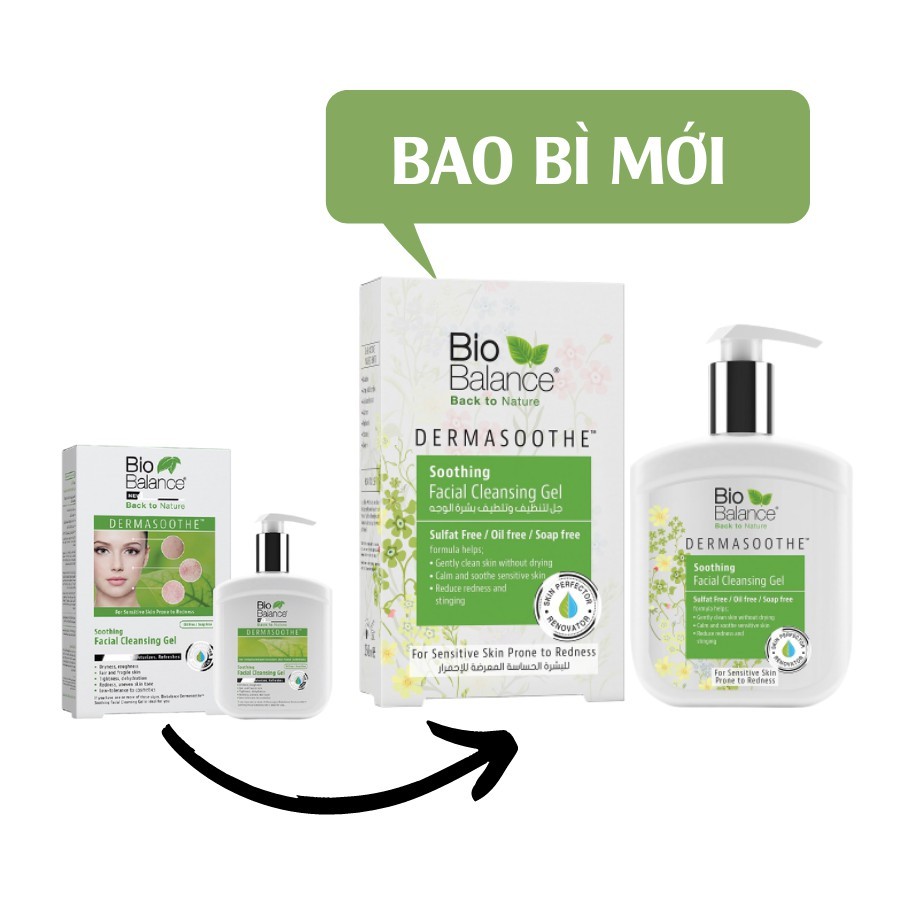 Gel Rửa Mặt Dành Cho Da Nhạy Cảm BIOBALANCE DermaSoothe Soothing Facial Cleansing Gel 250ML [ BIO BALANCE ]