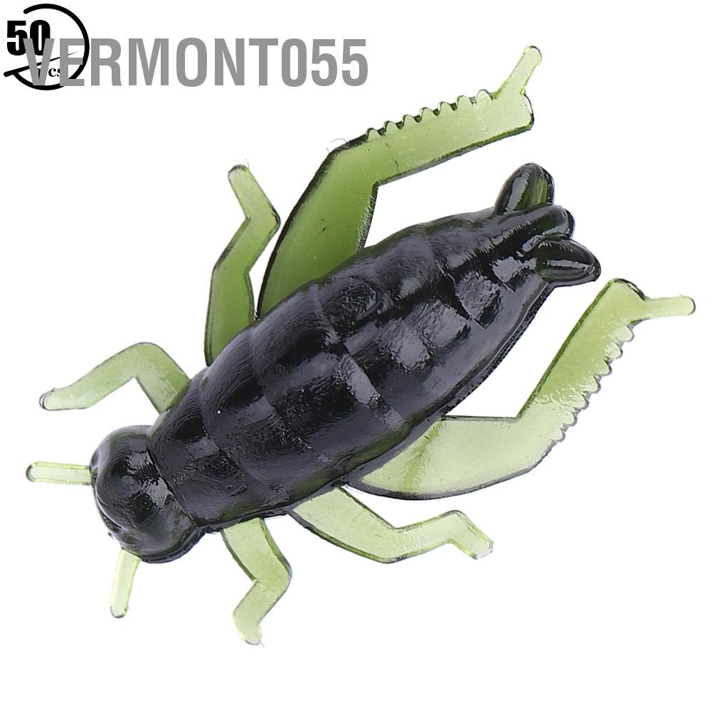 Vermont055 50 pcs Fishing Baits Fake Artificial Lure Green Soft Plastic Cricket Insects